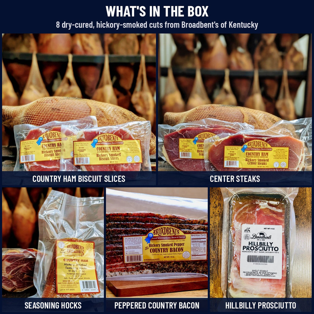 What's in the Broadbent's country ham sampler gift box