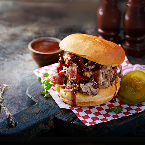BBQ pulled pork sandwich made with This Old Farm pulled pork
